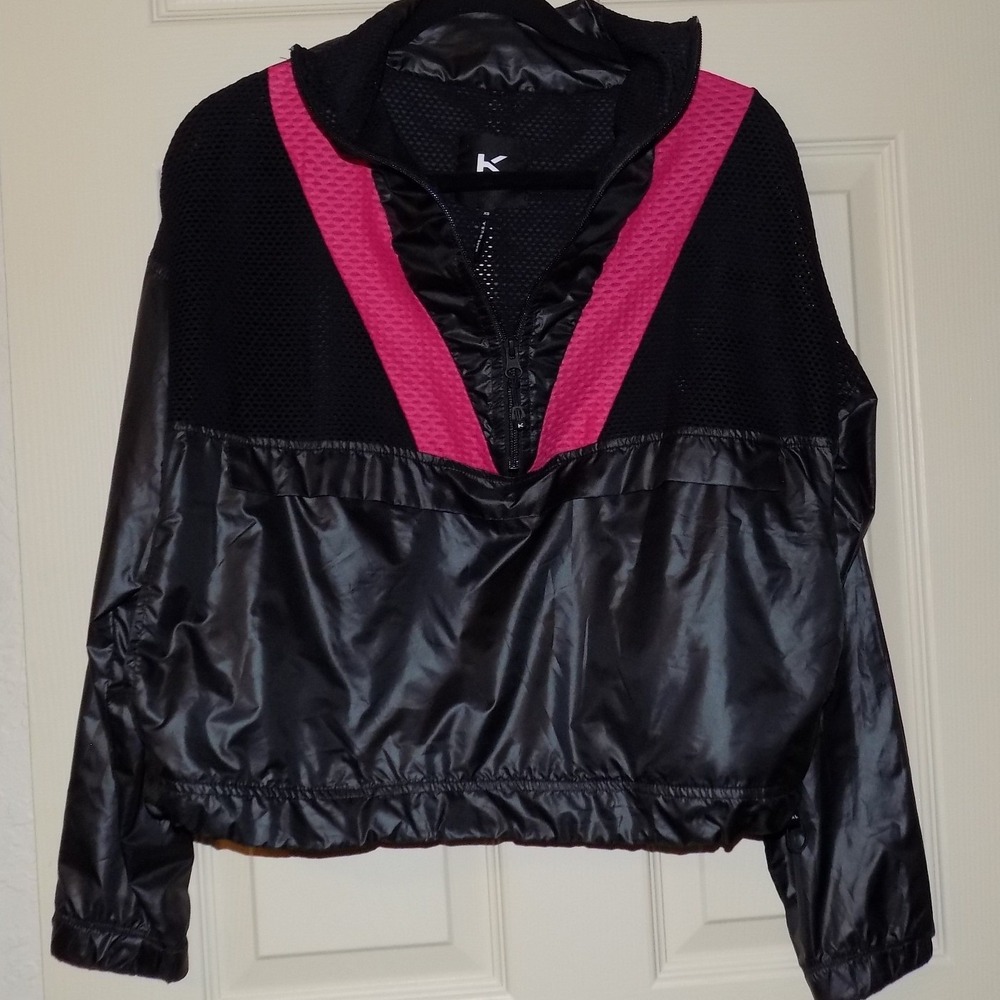 Koral Windbreaker Pullover Womens XS Black Pink Mesh Quarter‎ Zip Jacket